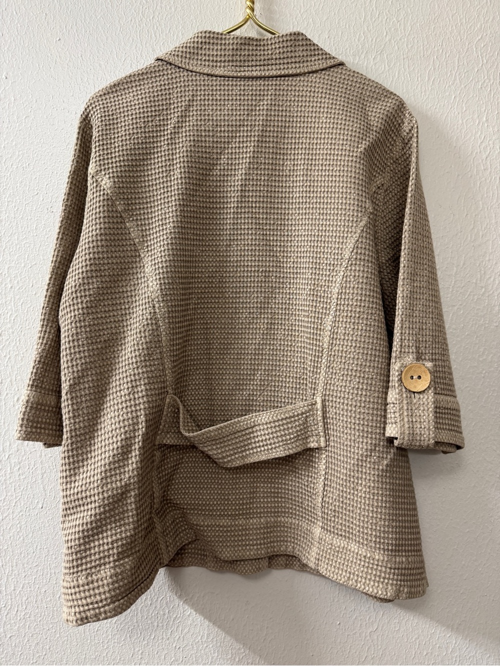 Focus Waffle Textured Beige Button Front Jacket - Picture 2 of 7
